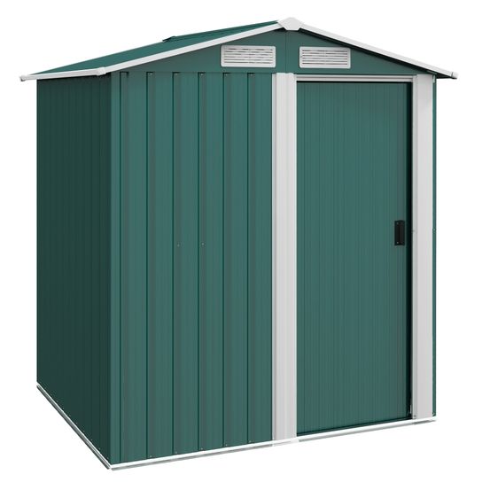 Abri de jardin acier rangement extérieur porte coulissante 152x132x188cm vert - comfortxl outdoor living