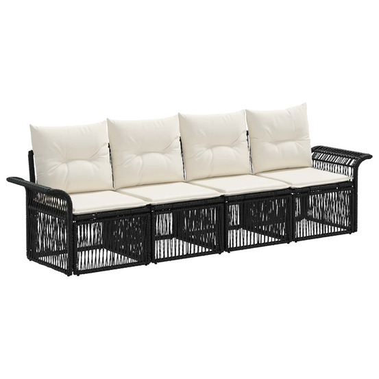 Ensemble de canapé de jardin 4 pcs noir polyrotin