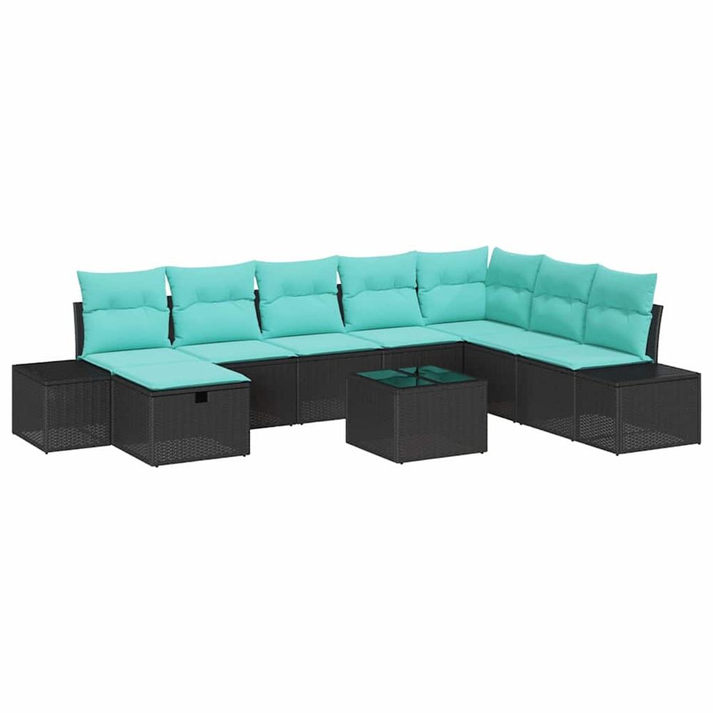 Ensemble de canapé de jardin 9 pc noir polyrotin