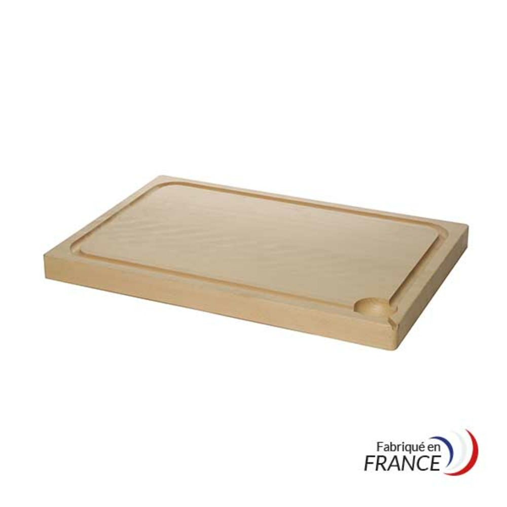 Planche bois avec rigole 40x28x2.5 cm - matériel chr pro
