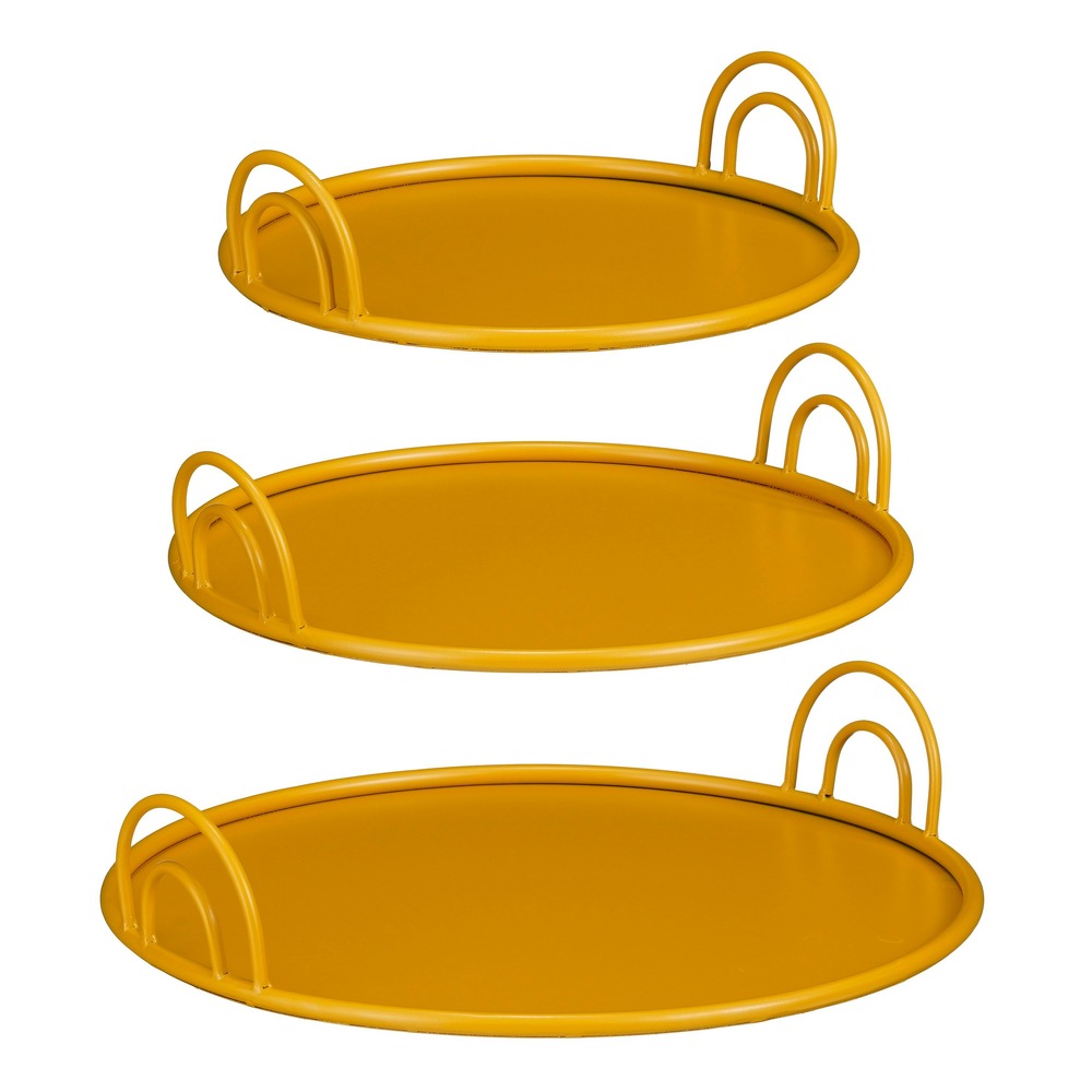 Mica decorations tablett mit griffen – set von 3 - deko tablett für wohnzimmer – auch als kerzentablett, untersetzer oder