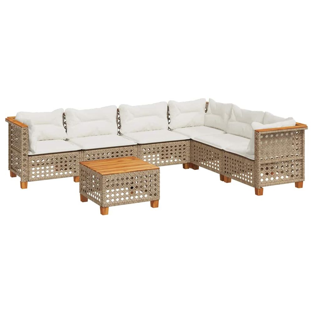 Salon de jardin avec coussins 7 pcs beige résine tressée