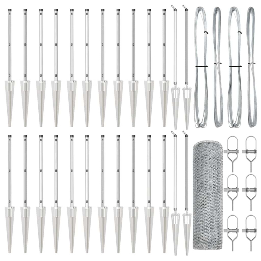 Clôture avec poteaux argent 1 x 50 m acier recouvert de pvc