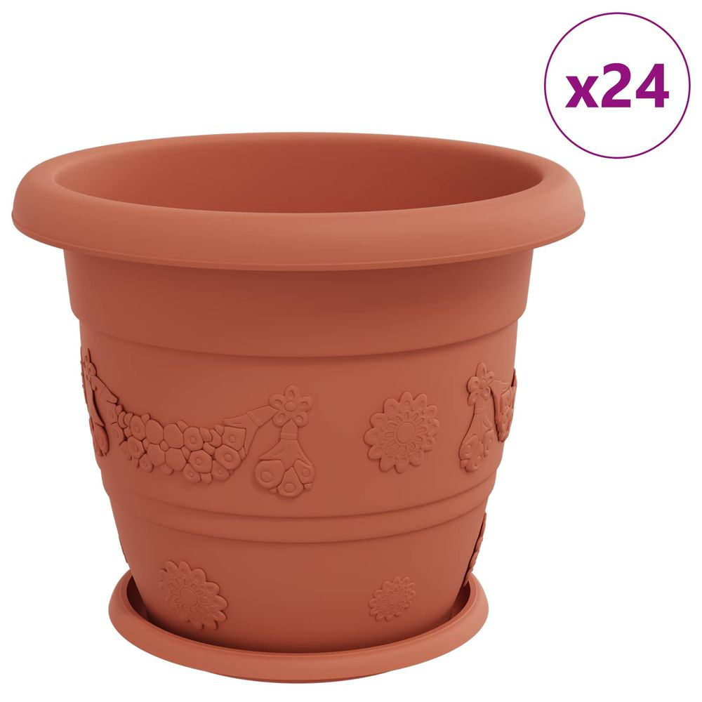 Pots de plantes 24 pc rouge brique ø 34 x 28 cm plastique