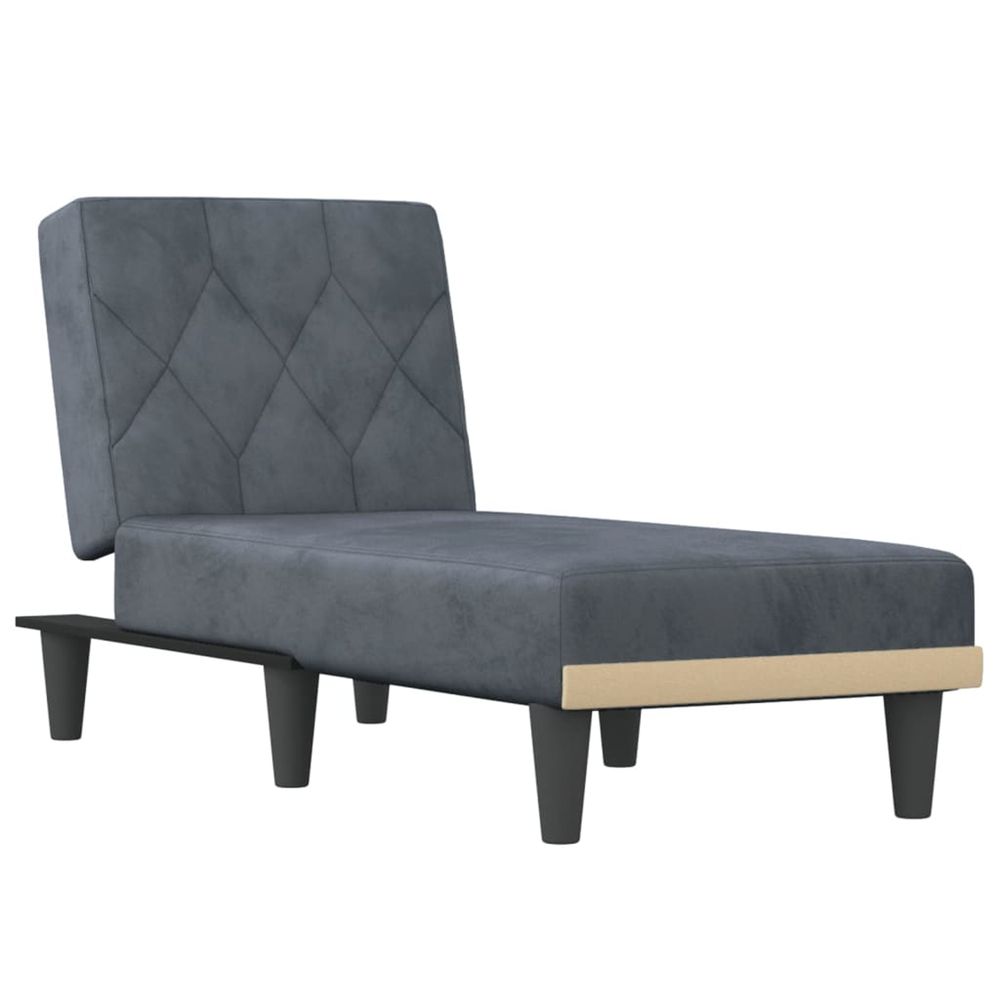 Chaise longue gris foncé velours bain de soleil
