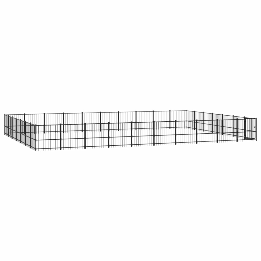 Chenil cage enclos pac animaux d'extérieur pour chiens acier 65,86 m² noir
