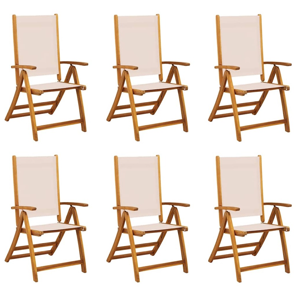 Chaises pliables de jardin lot de 6 bois d'acacia et textilène