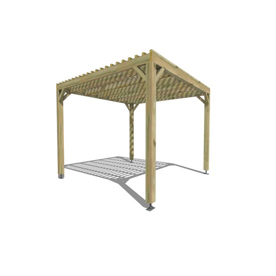 Pergola bois • 3m x 3m • indépendante • sens profondeur • lattage bois • livraison comprise