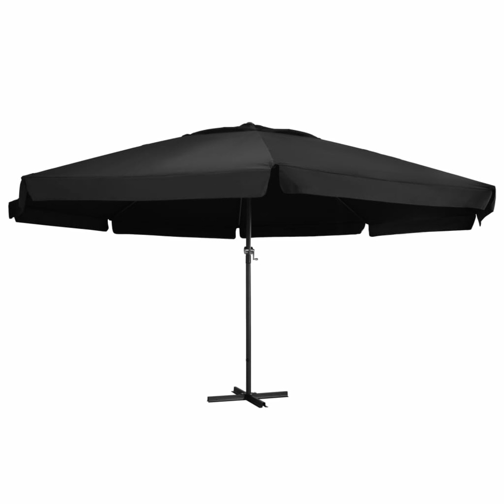 Parasol d'extérieur et mât en aluminium diamètre 500 cm noir