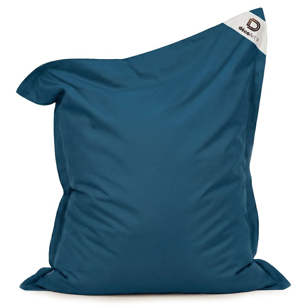 Pouf xxl intérieur extérieur déhoussable en tissu bleu pétrole 180x140cm