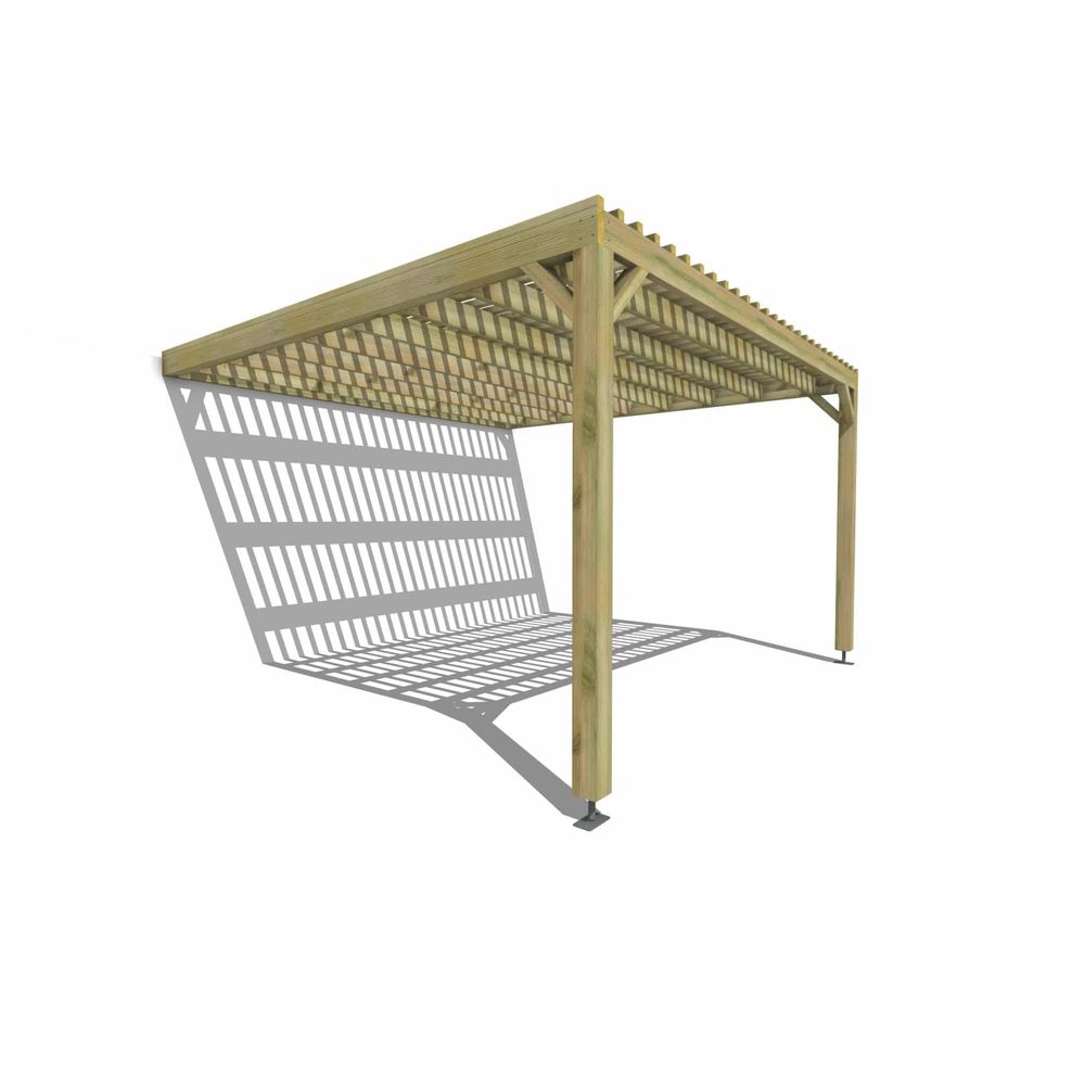 Pergola bois • 4m x 4m • adossée • sens largeur • lattage bois • livraison comprise