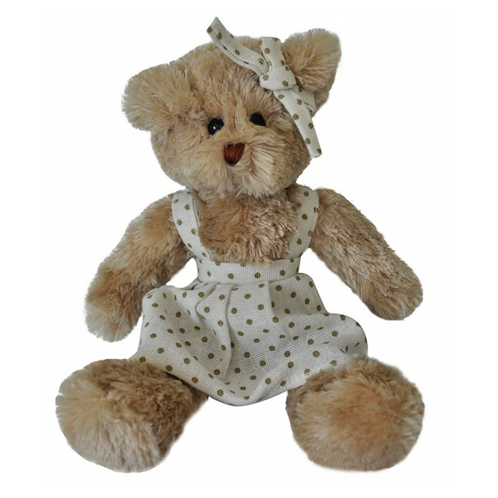 Peluche ours robe blanche 15x06x20 cm