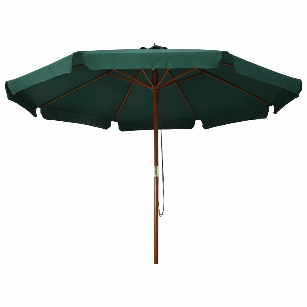 Parasol d'extérieur avec mât en bois 330 cm vert