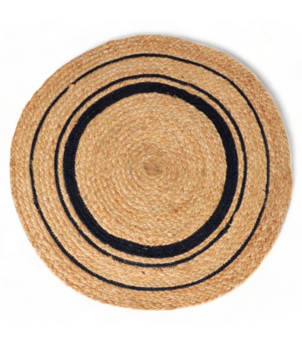 Tapis rond en jute tressé naturel, d120cm - atout ciel 69001