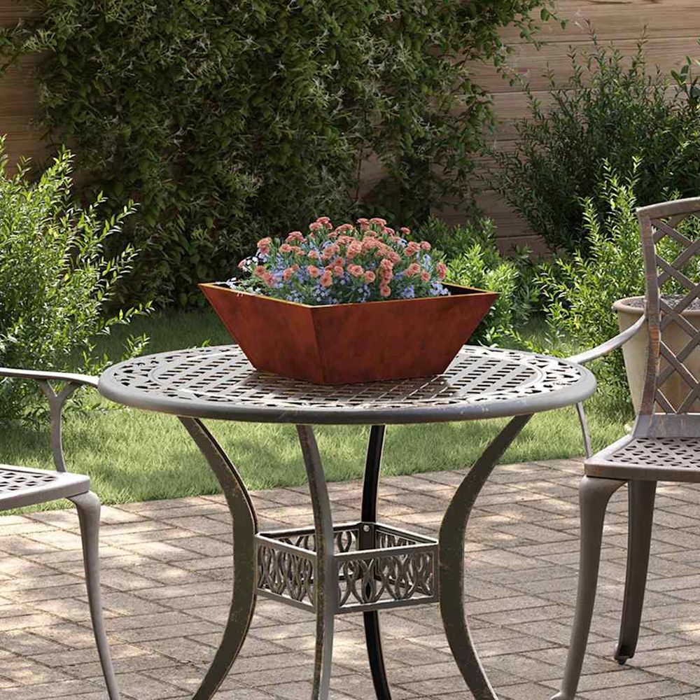 Lot de 5 pots de jardin bol acier corten extérieur effet rouillé 40 cm