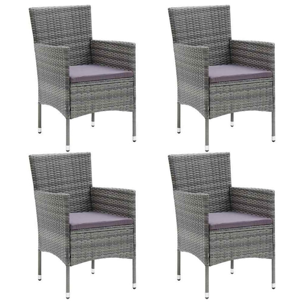 Chaises à manger de jardin lot de 4 résine tressée gris