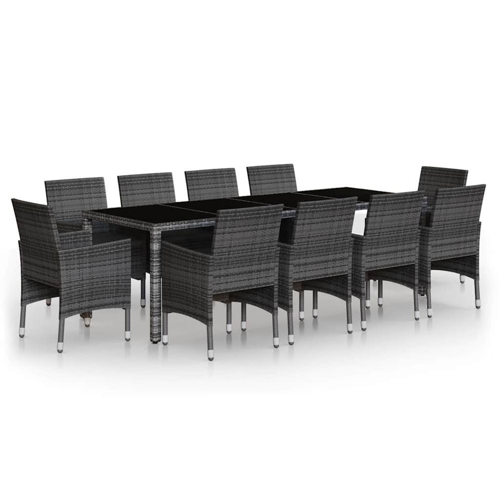 Ensemble à manger de jardin 11 pcs résine tressée gris