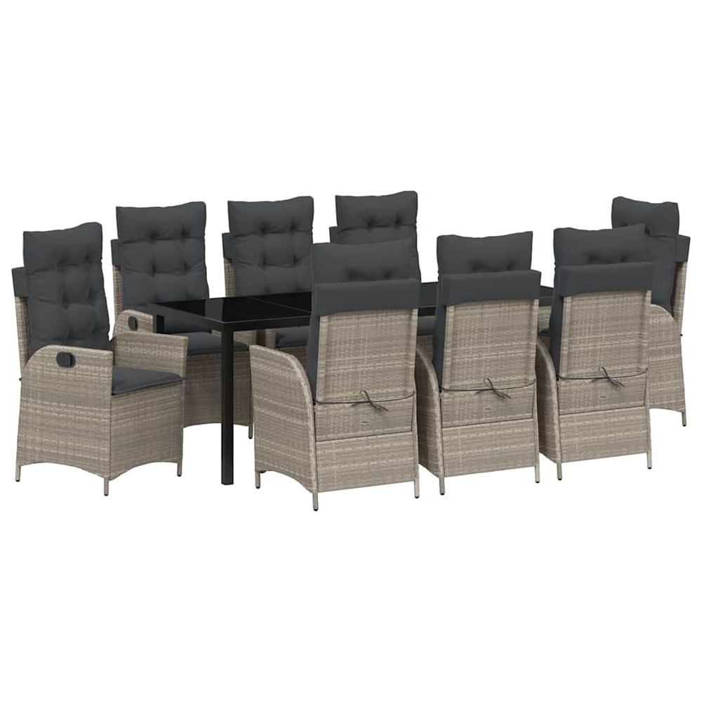 Ensemble de salle à manger pour jardin 9 pc gris clair