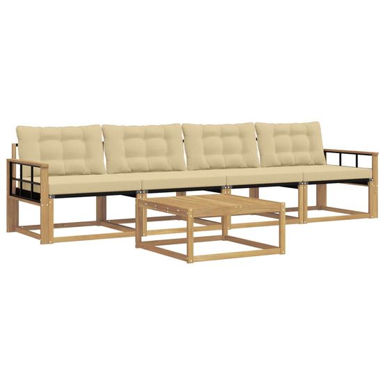 Ensemble de canapés d'extérieur 5 pc blanc et beige
