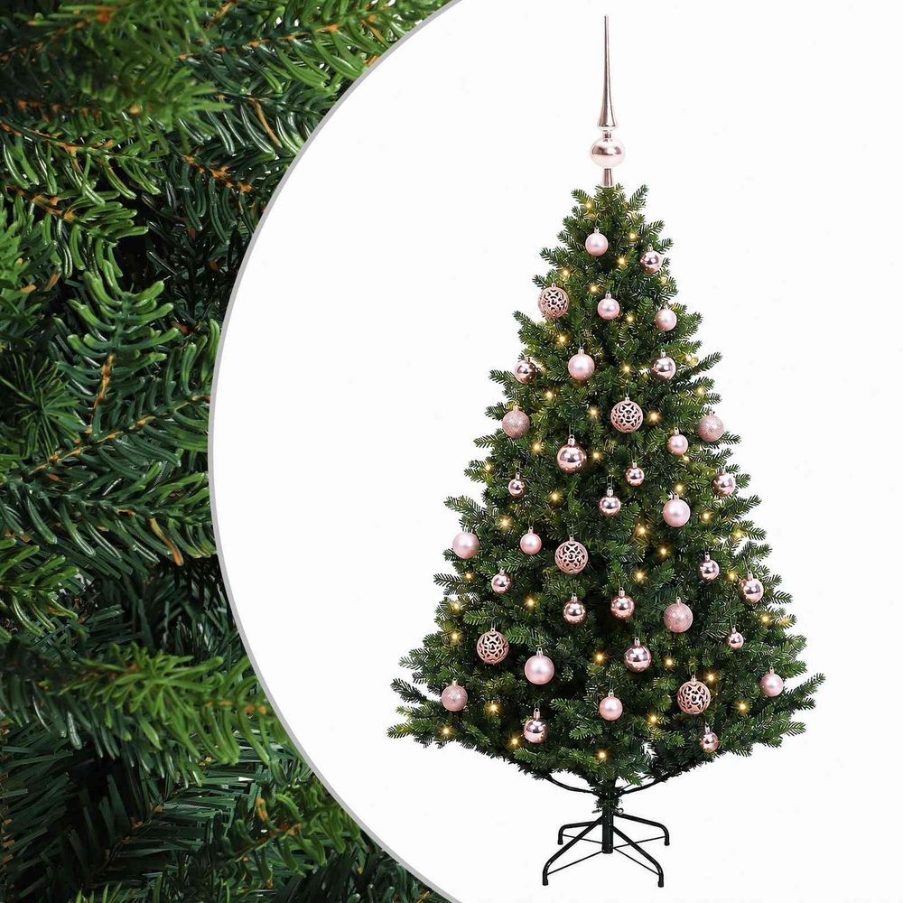 Arbre de noël artificiel avec boule 150 cm 150 led blanc chaud