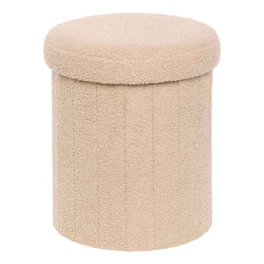 Pouf pliable coffre jaiko en bouclette beige 32x38cm