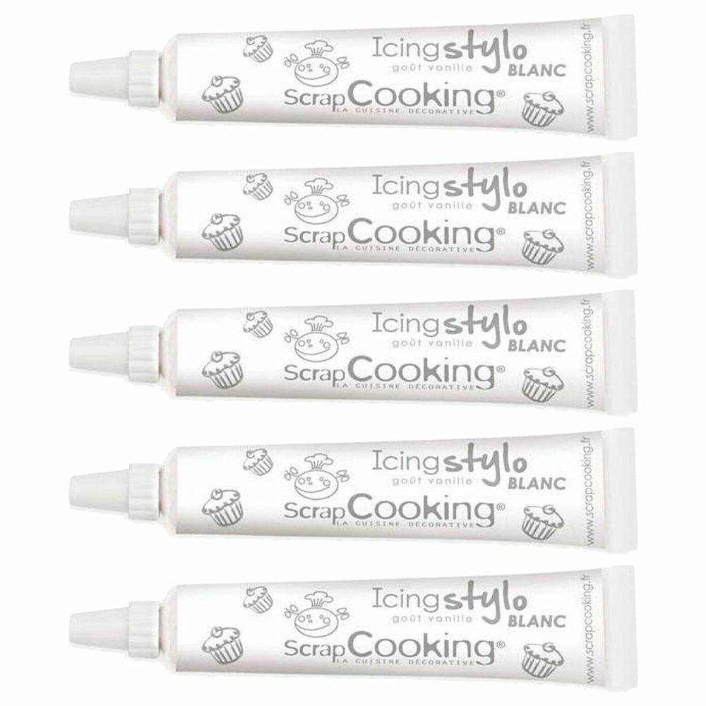 5 stylos de glaçage blanc goût vanille