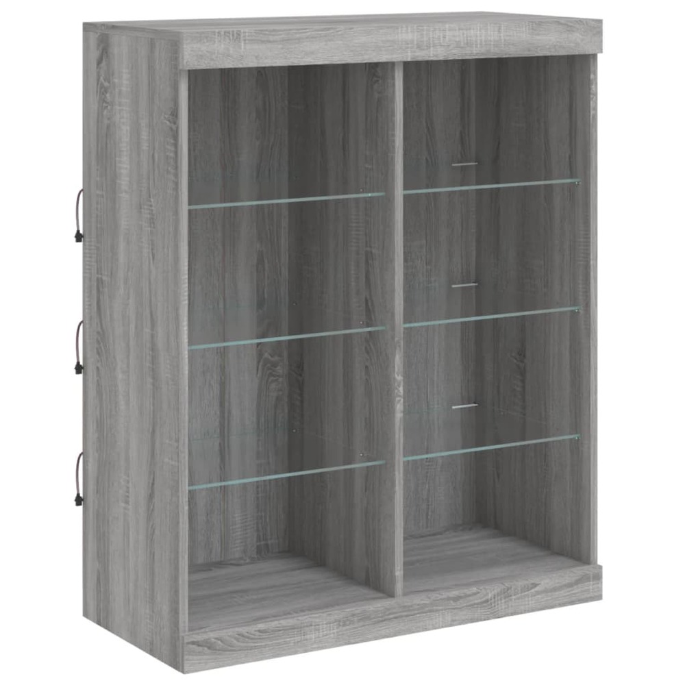 Buffet bahut commode armoire meuble de rangement organisateur cuisine salle de séjour salon avec lumières led sonoma 81 x 37
