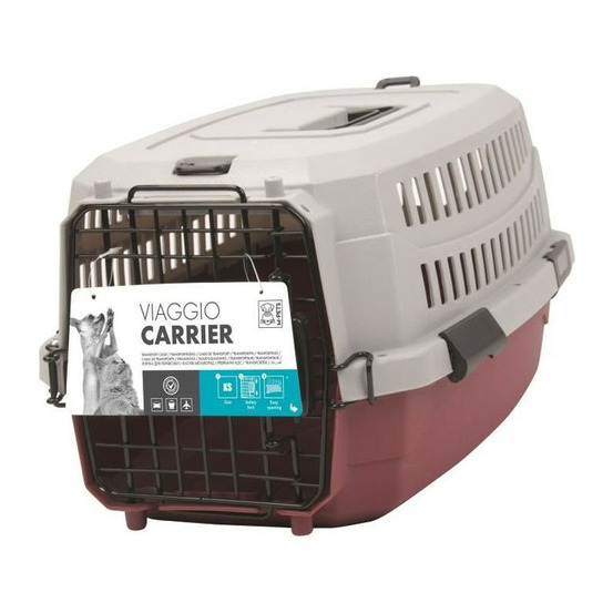 M-pets caisse de transport viaggio carrier s - 58,4x38,7x33cm - bordeaux et gris - pour chien et chat