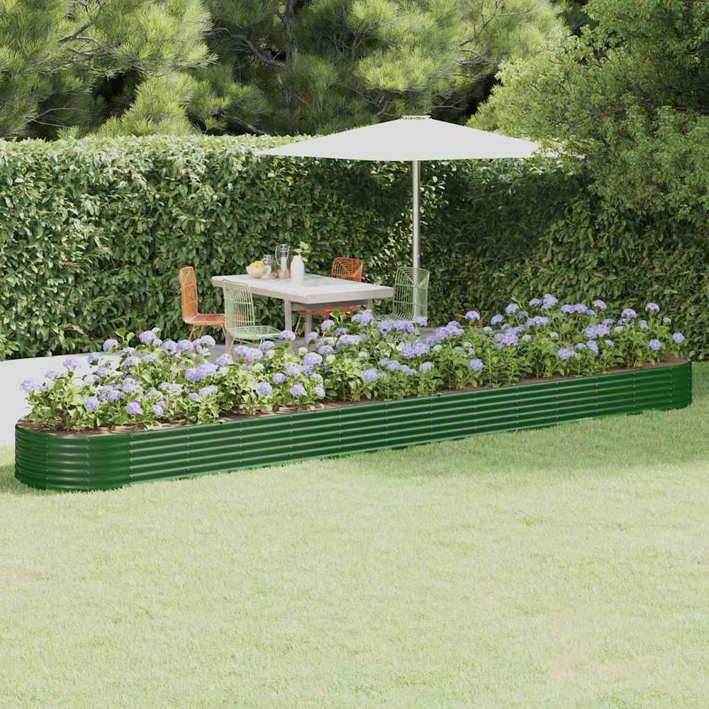 Très grand potager surélevé acier galvanisé jardin ovale 544x100x36 cm vert