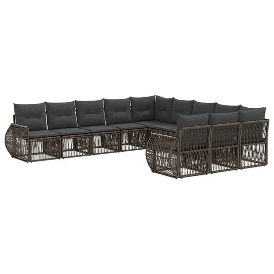 Ensemble de canapé de jardin 11 pc gris et gris foncé polyrotin