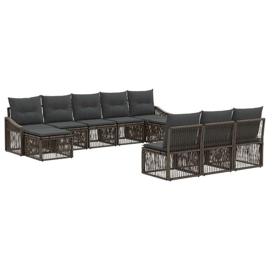 Ensemble de canapé de jardin 10 pc gris polyrotin