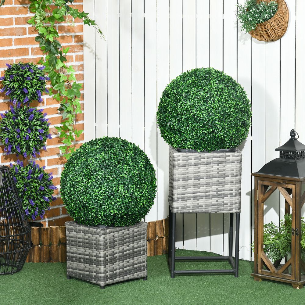 Lot 2 boules buis artificielles 50cm déco jardin intérieur extérieur réaliste vert