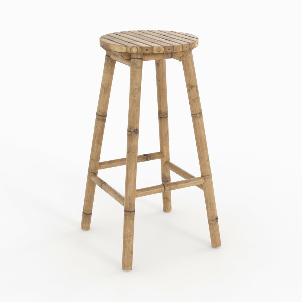 Polly-tabouret de bar extérieur en bambou 74 cm