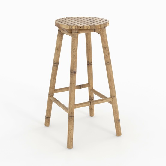 Polly-tabouret de bar extérieur en bambou 74 cm