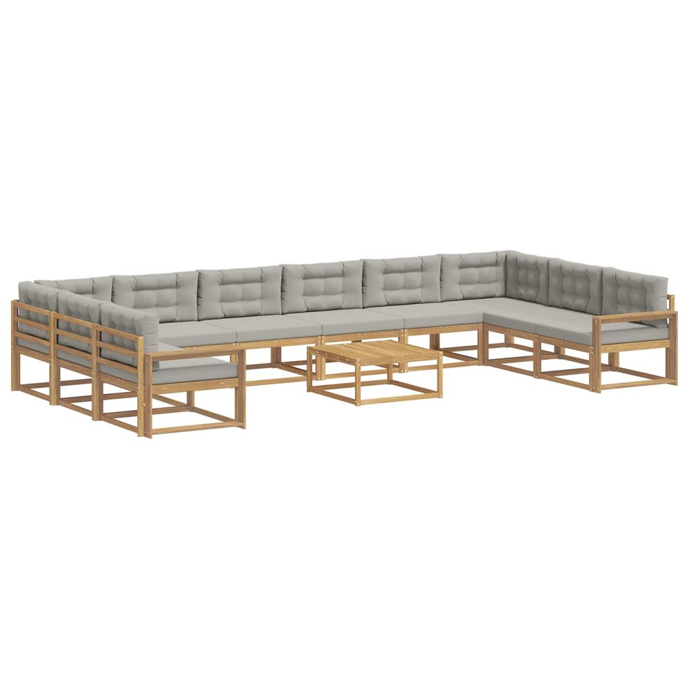 Ensemble de canapés d'extérieur 11 pc blanc et gris clair