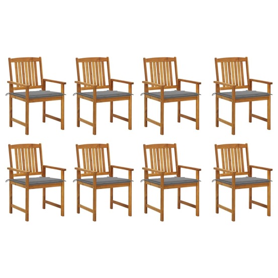 Chaises de jardin avec coussins lot de 8 bois d'acacia solide