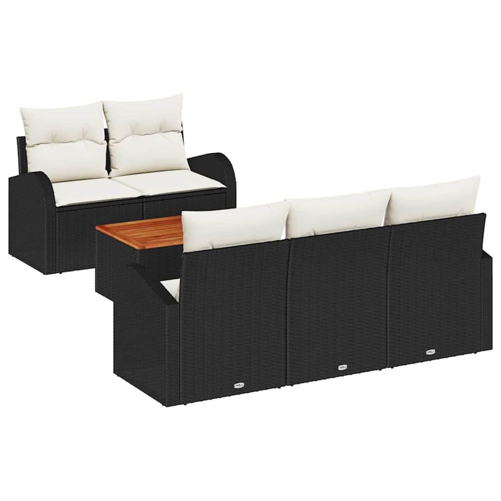 Ensemble de canapé de jardin 6 pc noir et crème polyrotin