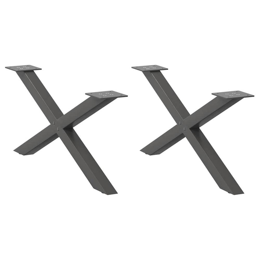 Pieds de table basse en forme de x, 2 pièces, anthracite, 70 x (30-31) cm, acier