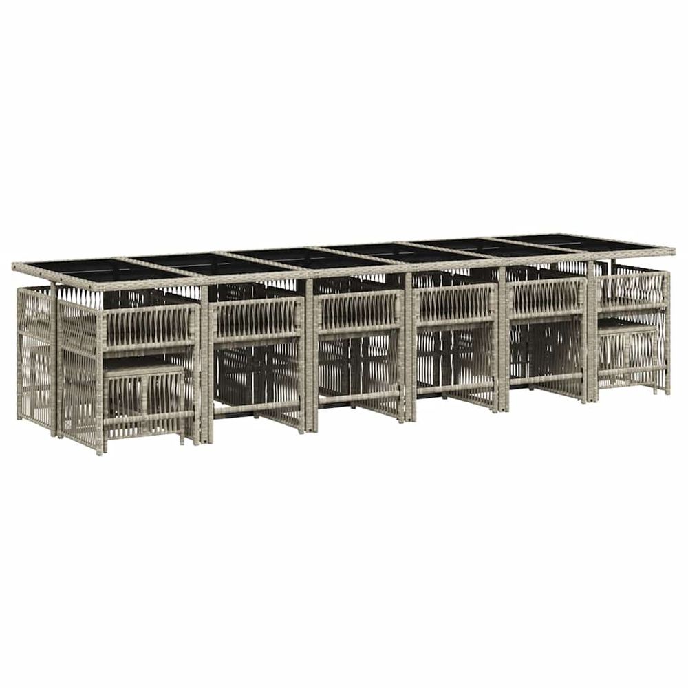Ensemble à manger de jardin et coussins 17 pcs gris clair rotin