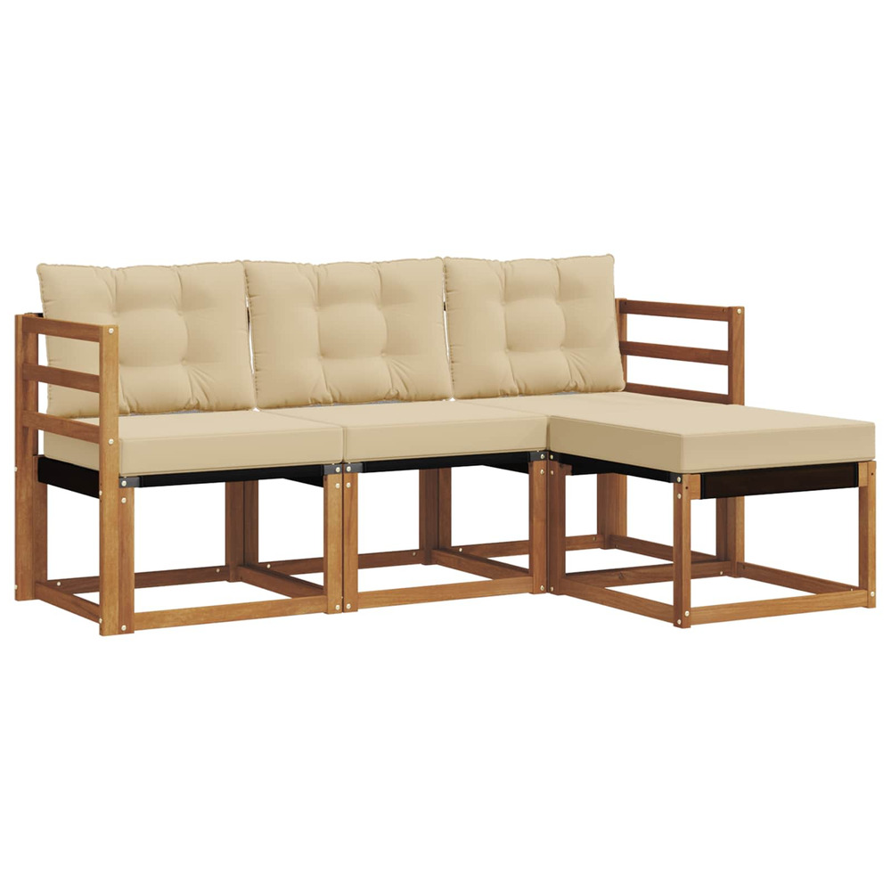 Ensemble de canapés d'extérieur 4 pcs naturel et beige