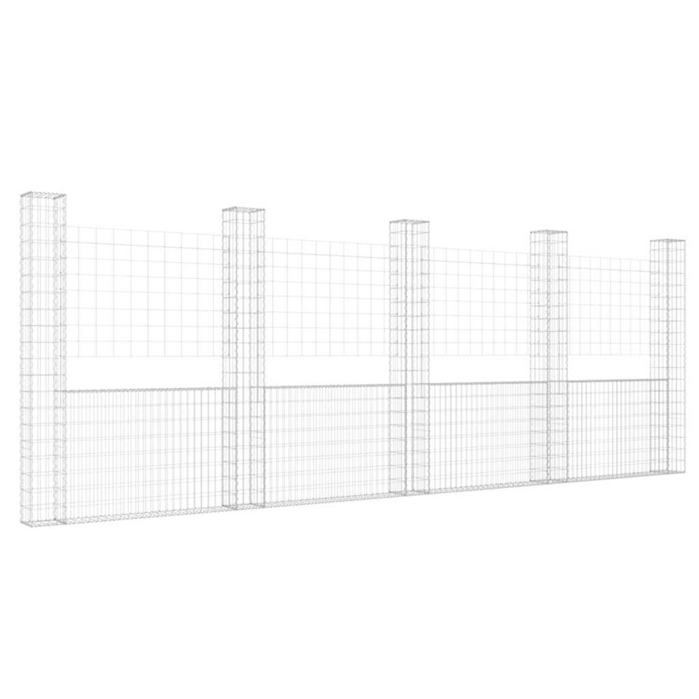 Panier de gabion en forme de u avec 5 poteaux fer 500x20x200 cm