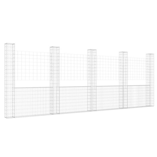 Panier de gabion en forme de u avec 5 poteaux fer 500x20x200 cm