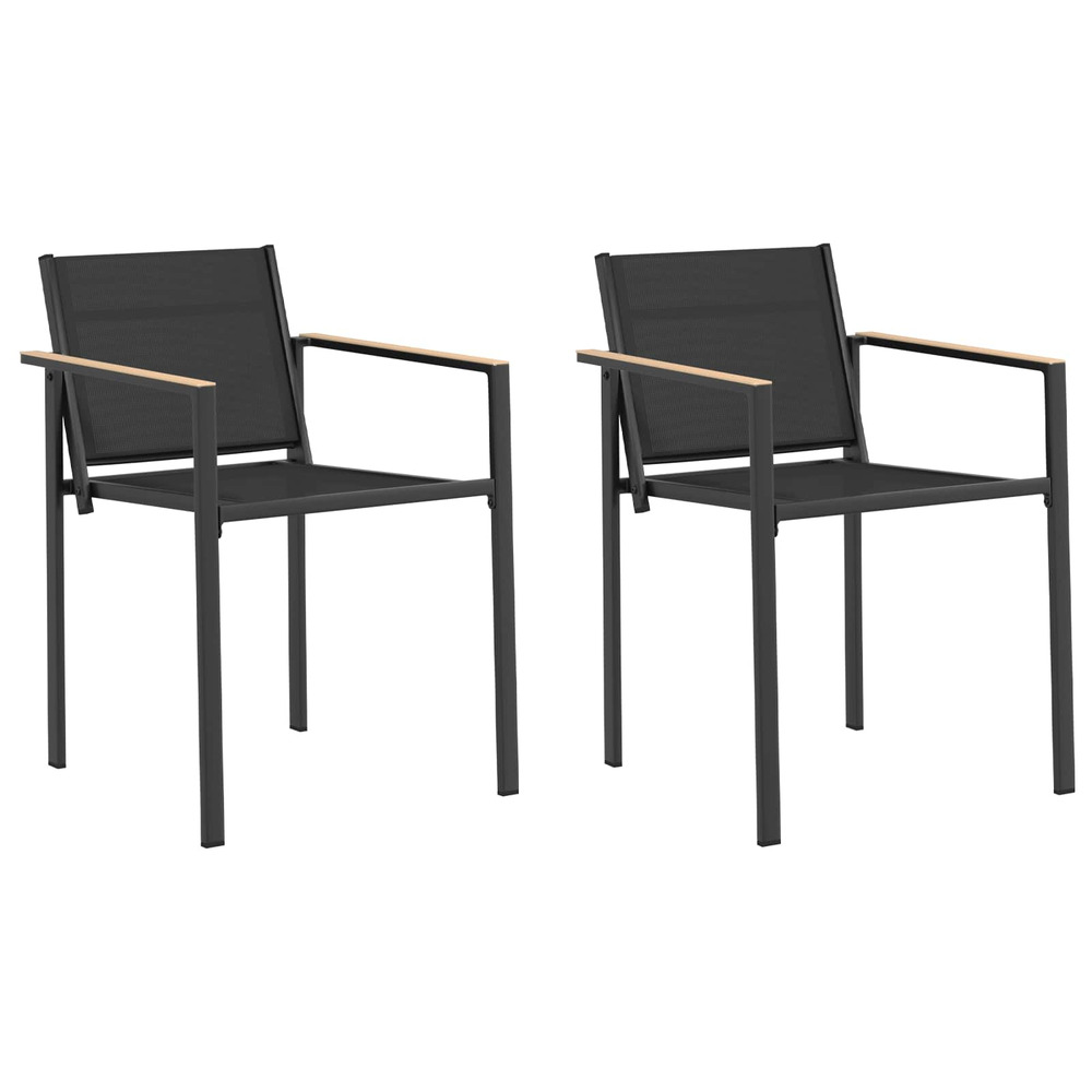 Chaises de jardin 2 pcs noir et anthracite 53,5 x 59 x 77 cm