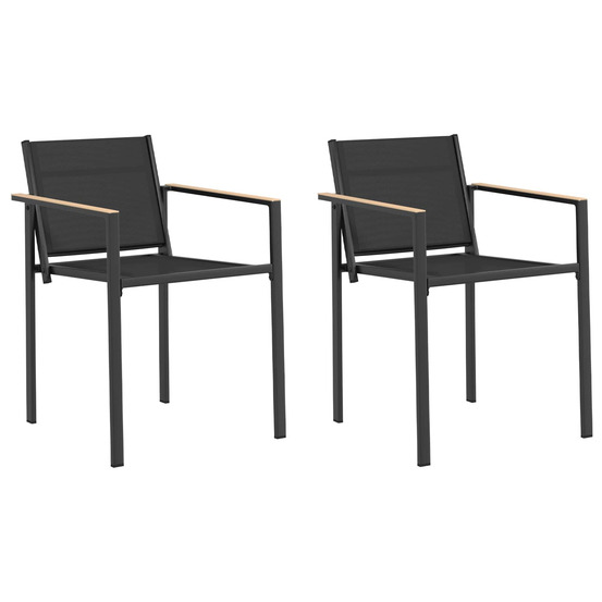 Chaises de jardin 2 pcs noir et anthracite 53,5 x 59 x 77 cm