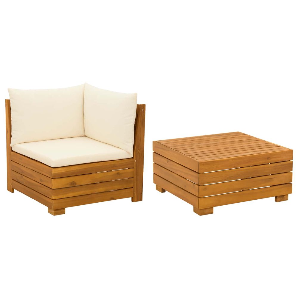 Ensemble de salon de jardin 2 pc bois d'acacia massif marron