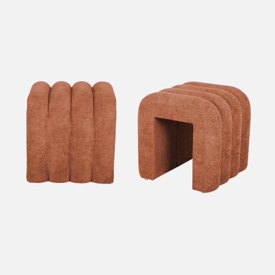 Set de 2 poufs contemporains en tissu