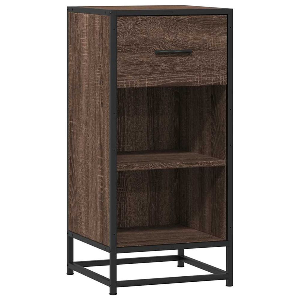 Buffet chêne marron 35,5x35x76 cm bois d'ingénierie et métal