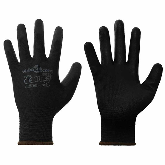 Gants de travail 24 pcs noir 8 / m polyester