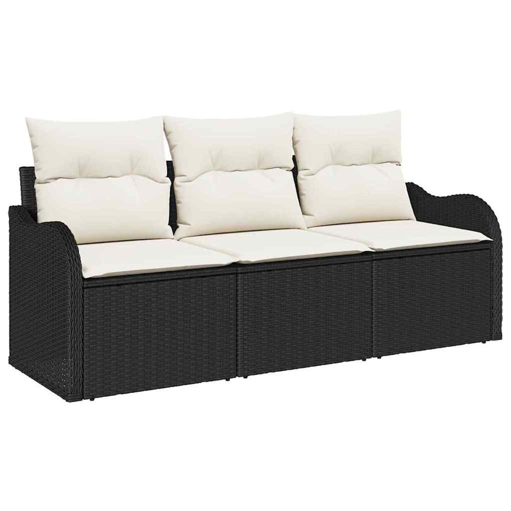 Ensemble de canapé de jardin 3 pc noir poly rotin