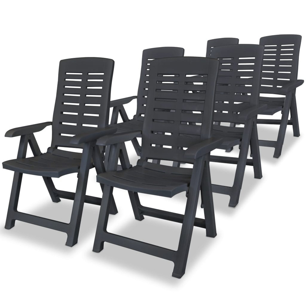 Chaises inclinables de jardin lot de 6 plastique anthracite